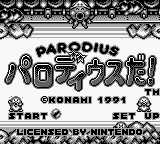 Parodius Da title screen for GameBoy